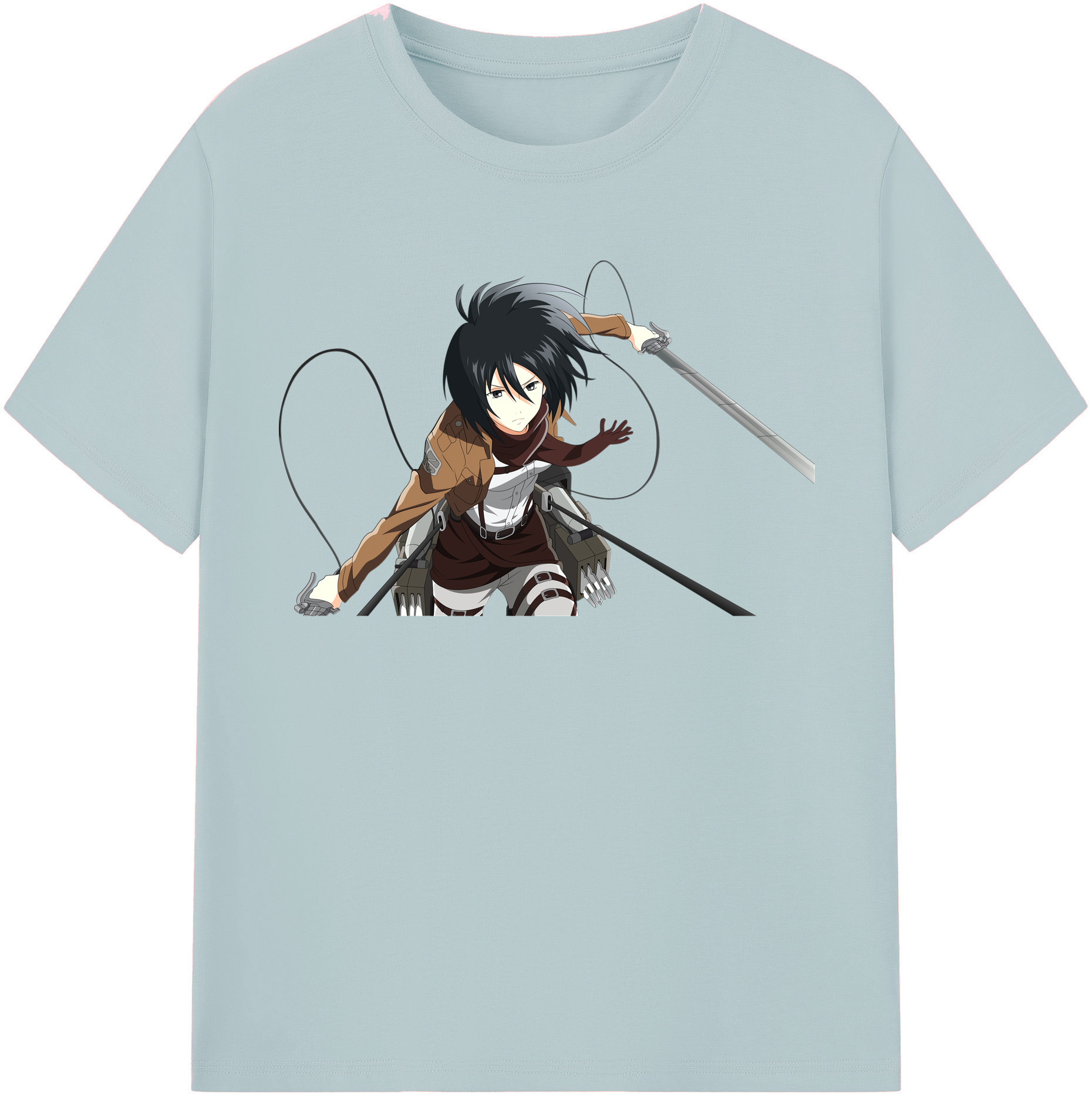（画像用） 進撃の巨人 ミカサ·アッカーマン Attack on Titan Mikasa Ackerman 綿100％半袖Tシャツ（フロントプリント）